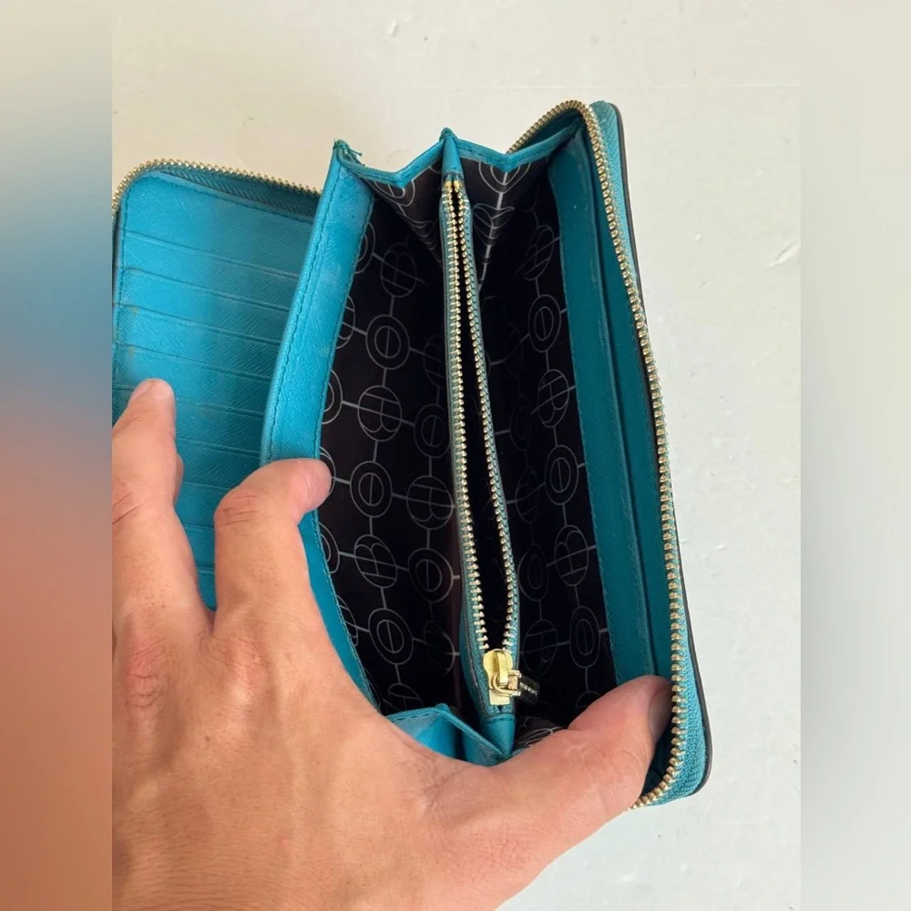 Henri Bendel Blue Leather Continental Wallet